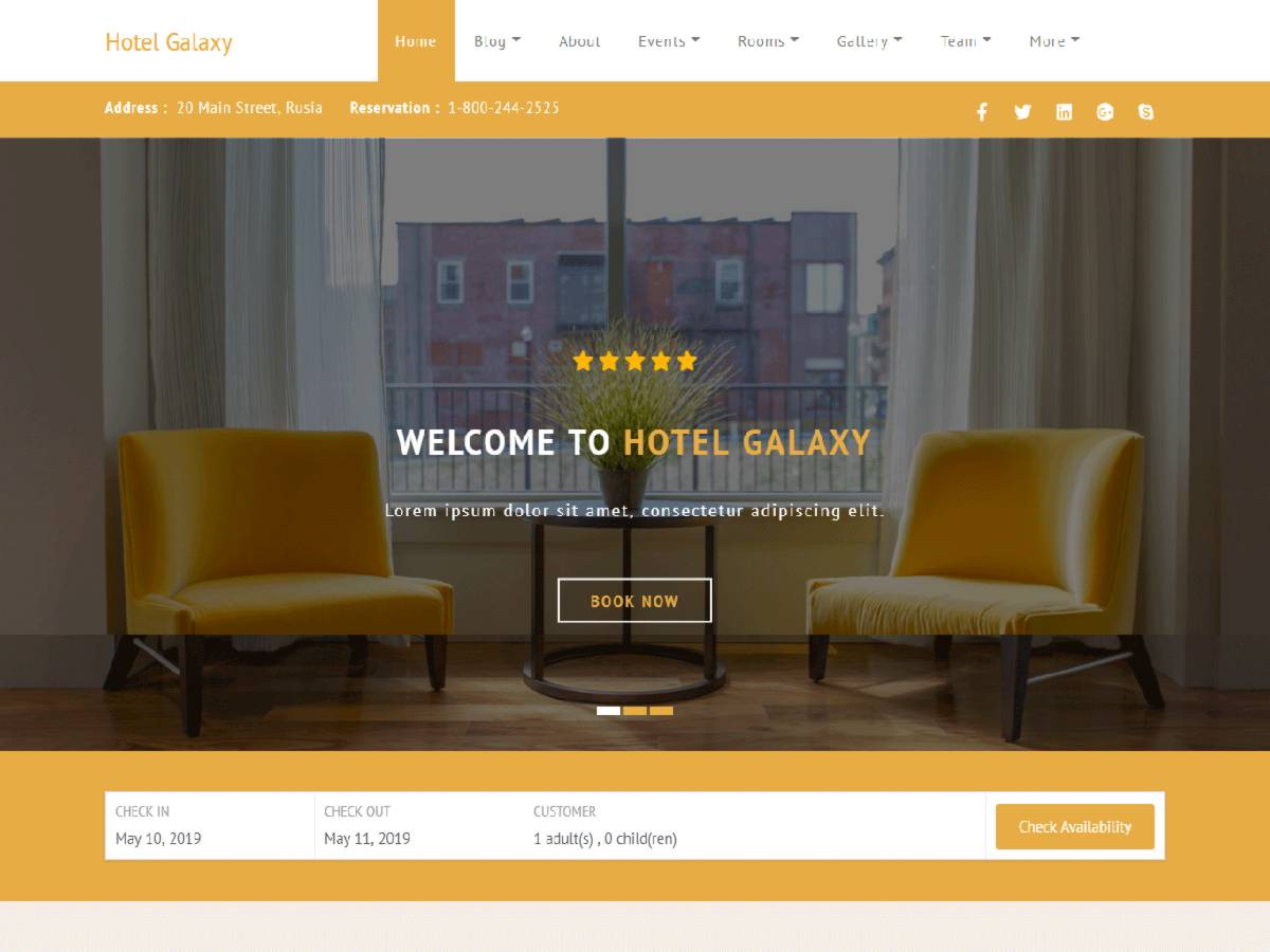 Tema WordPress Galaxy per hotel