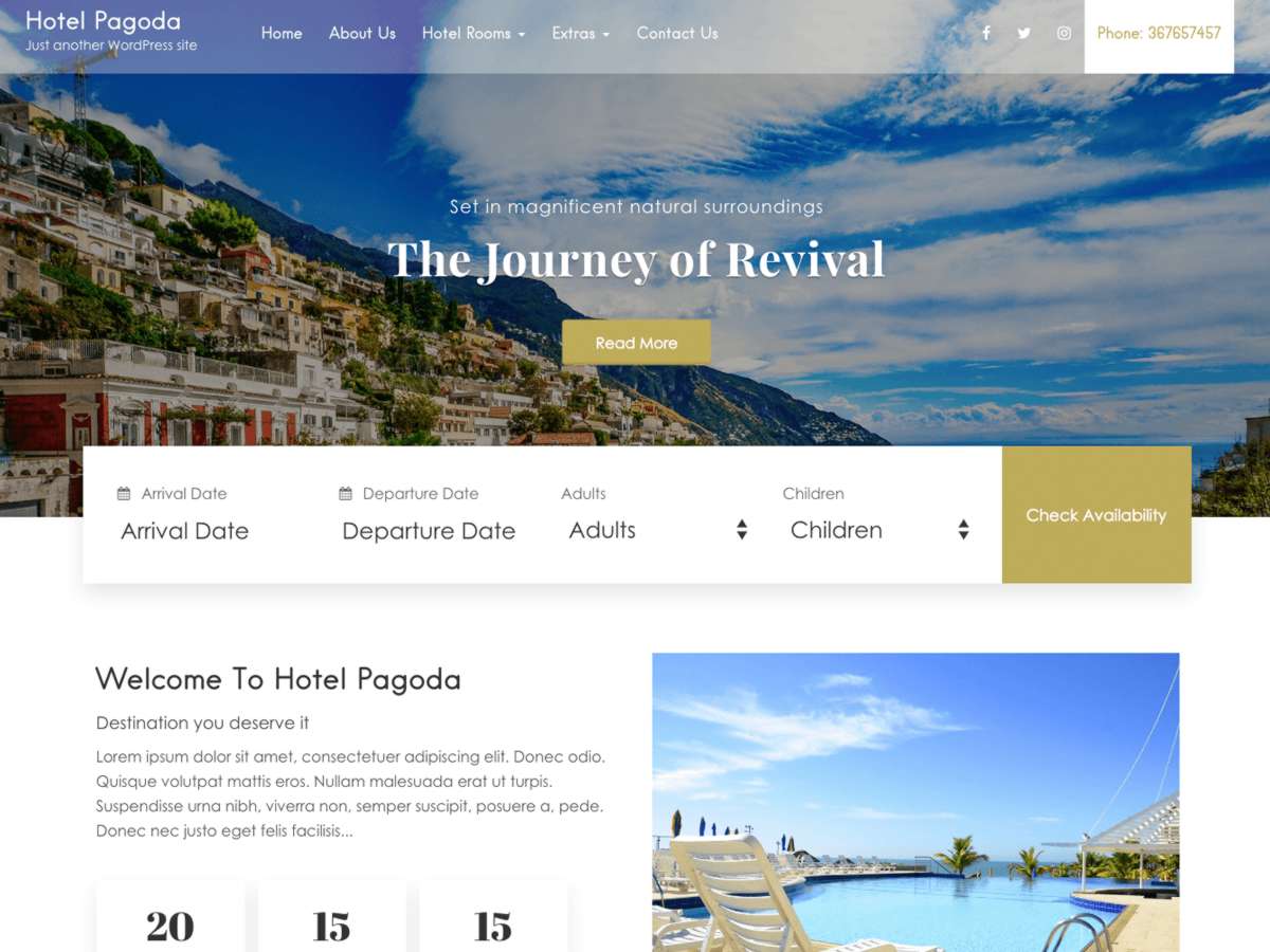 Tema WordPress Pagoda Lite per hotel