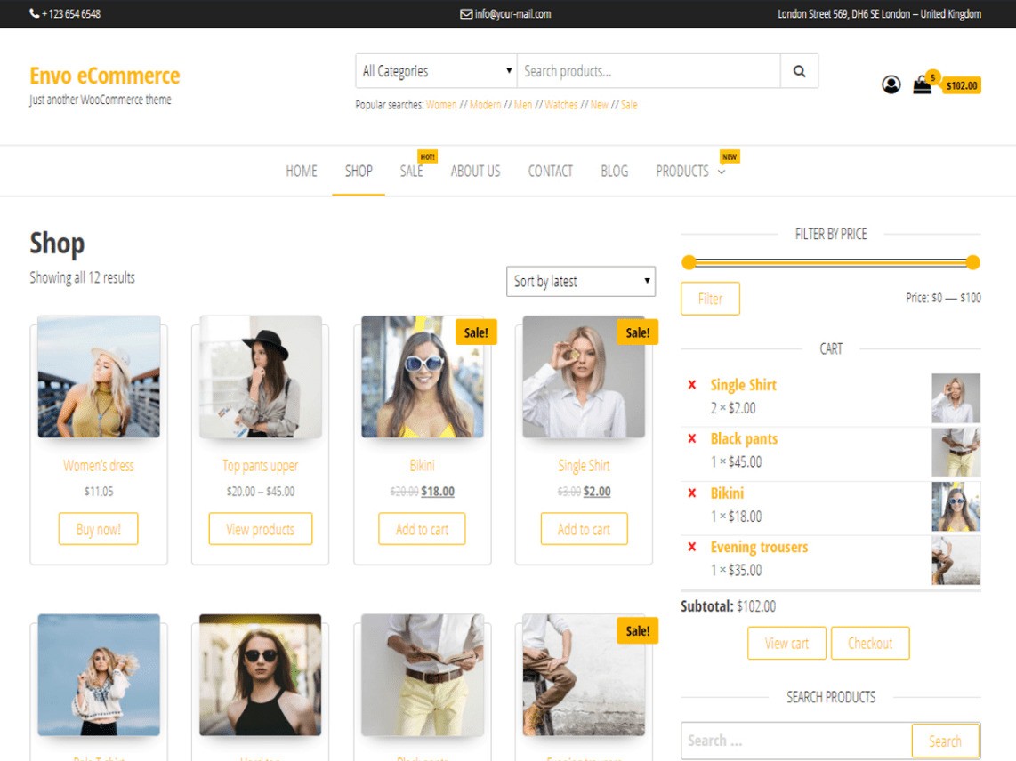 Sito web per negozio di abbigliamento