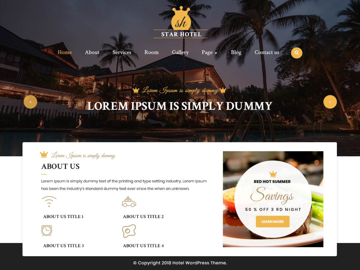 Tema WordPress VW Hotel per hotel e BB